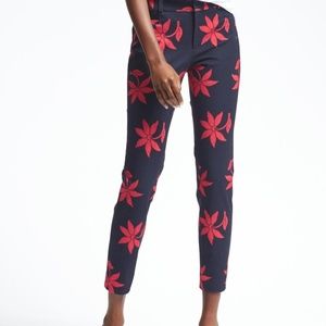 Banana‎ Republic Sloan Floral Ankle Pants 00P Navy Red Stretch Skinny